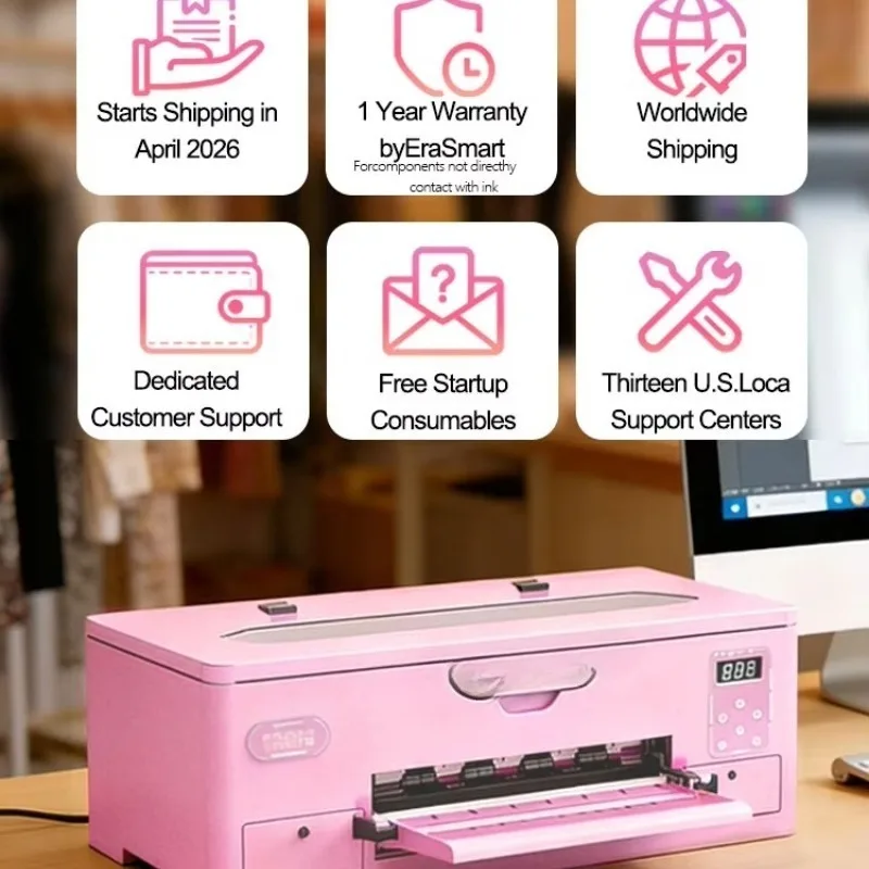 Digital Pink A3 MAX DTF Inkjet Printer XP600 PET Film 15 Inch T-Shirt Printer with Oven