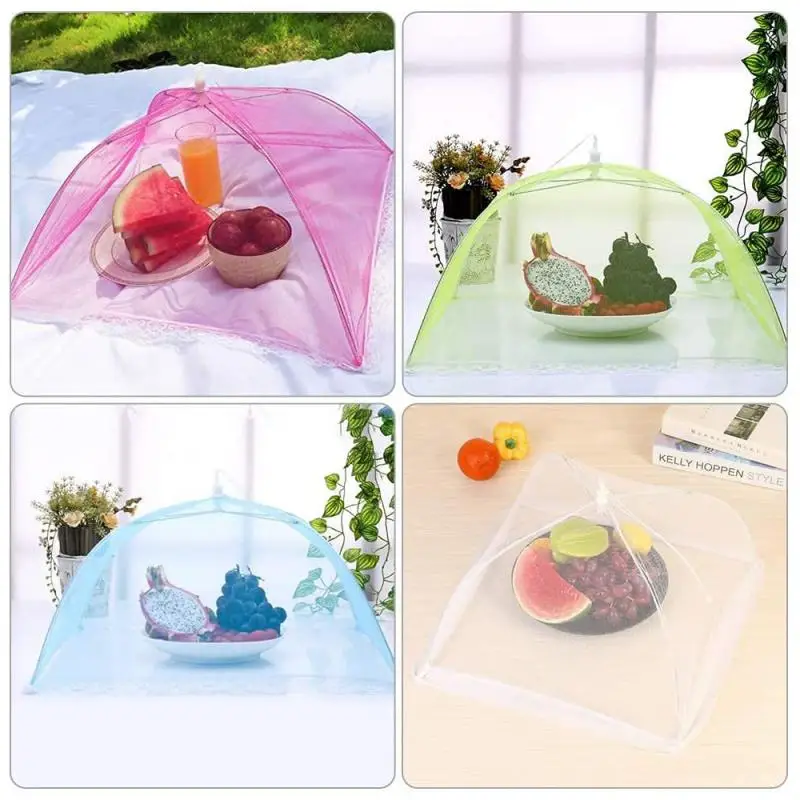 Kitchen Food Cover Folding Food Mesh Cover Anti Mosquito Insect Fly Food Cover Foldable Food Cover Utensils For Kitchen Gadgets