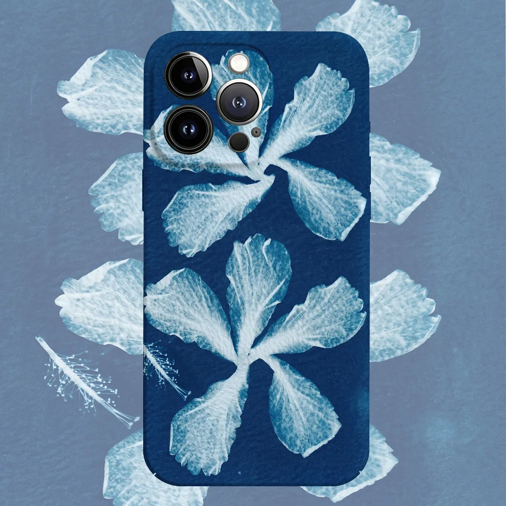 Blue Floral Print Phone Case for Samsung Galaxy S20 S21 S22 S23 S24 S25 FE Plus Note20 Ultra 4G 5G Glossy Film Hard PC Cover