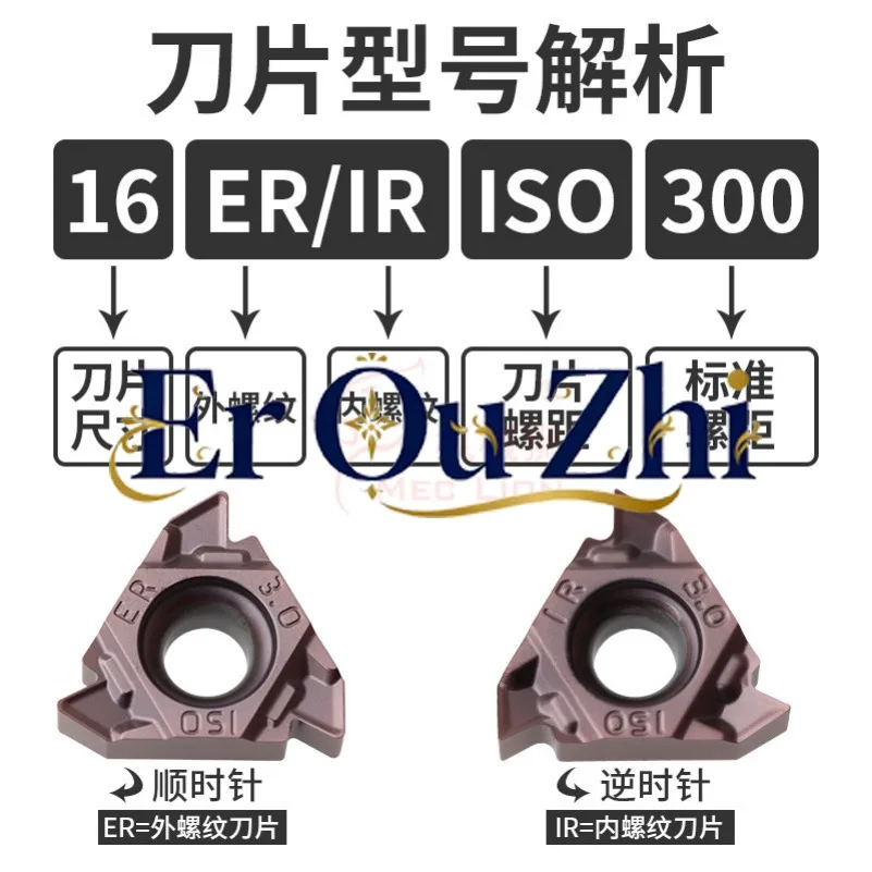 Numerical Control Thread Insert 16ERAG6016irAG55 Internal And External Thread Stainless Steel Turning Tool
