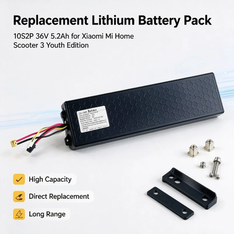 10S2P 36V 5.2Ah Replacement Lithium Battery Pack for Xiaomi Mi Home Electric Scooter 3 Youth Edition High Capacity