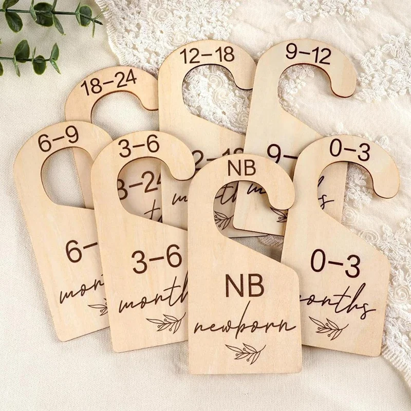 16PCS Wooden Baby Closet Dividers Double Sided Organizer For Newborn To 24 Months Size Clothes Nursery Hanger Dividers