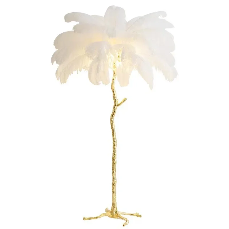 Imagem -05 - Avestruz Pena Lâmpada de Assoalho Quarto de Luxo Luz Decorativo Atmosfera Table Lamp Sala de Estar Luz