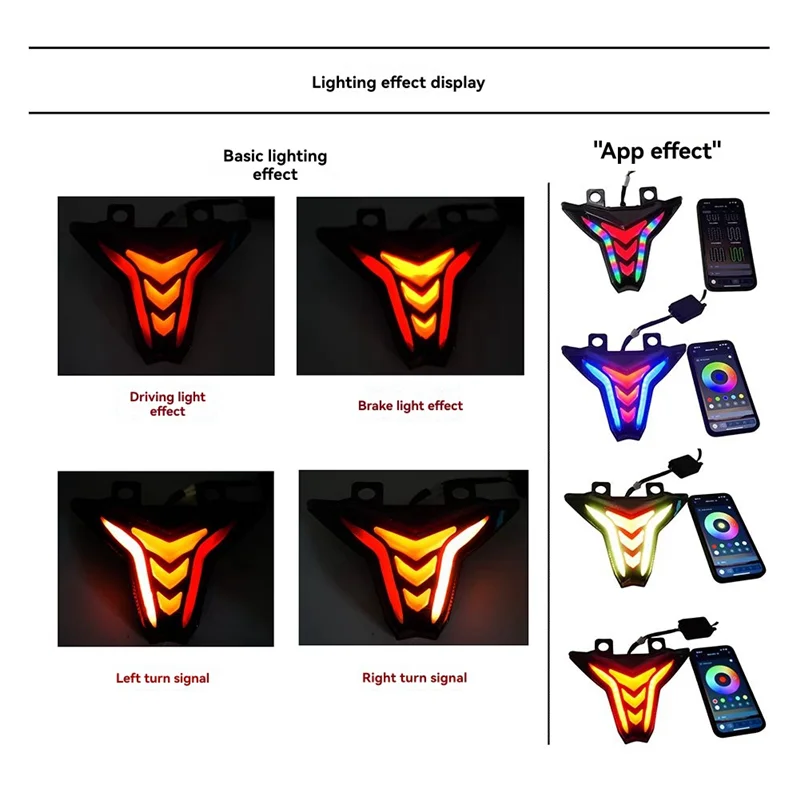 

Задний фонарь указателя поворота RGB Control APP для Kawasaki ZX4R ZX6R Z1000 NINJA400/250 семицветный цветной свет