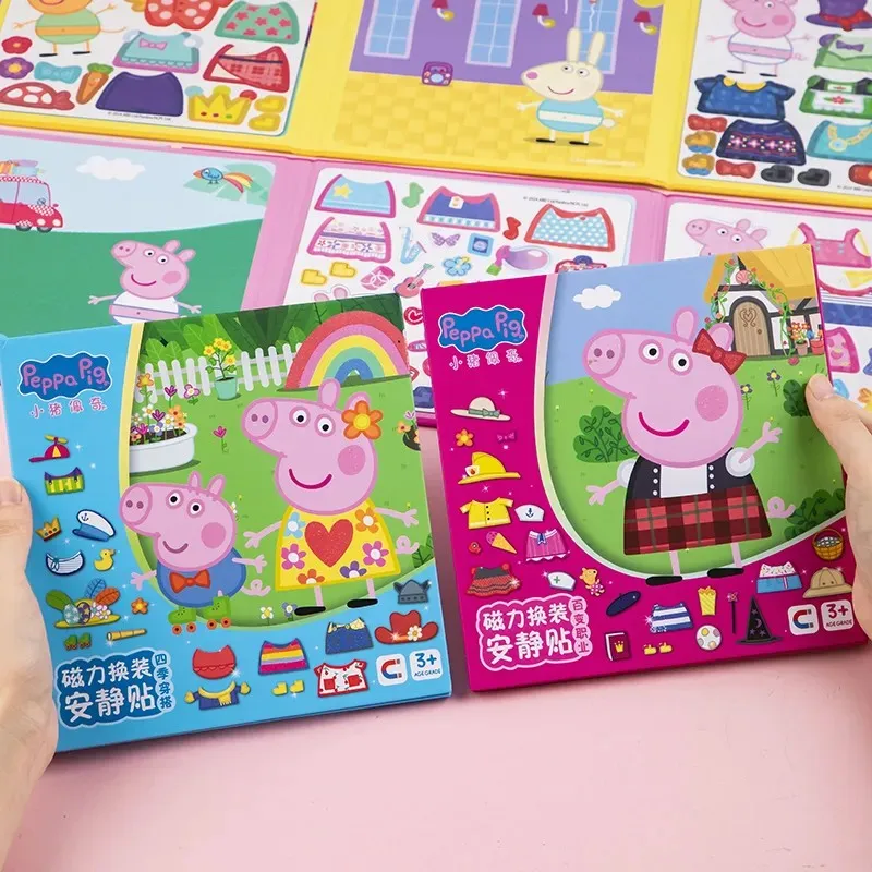 Peppa Pig Magnetic Dress Up Quiet Book Reusable Stickers No Cutting DIY Scene Activity Portable Travel Educational Book view 5