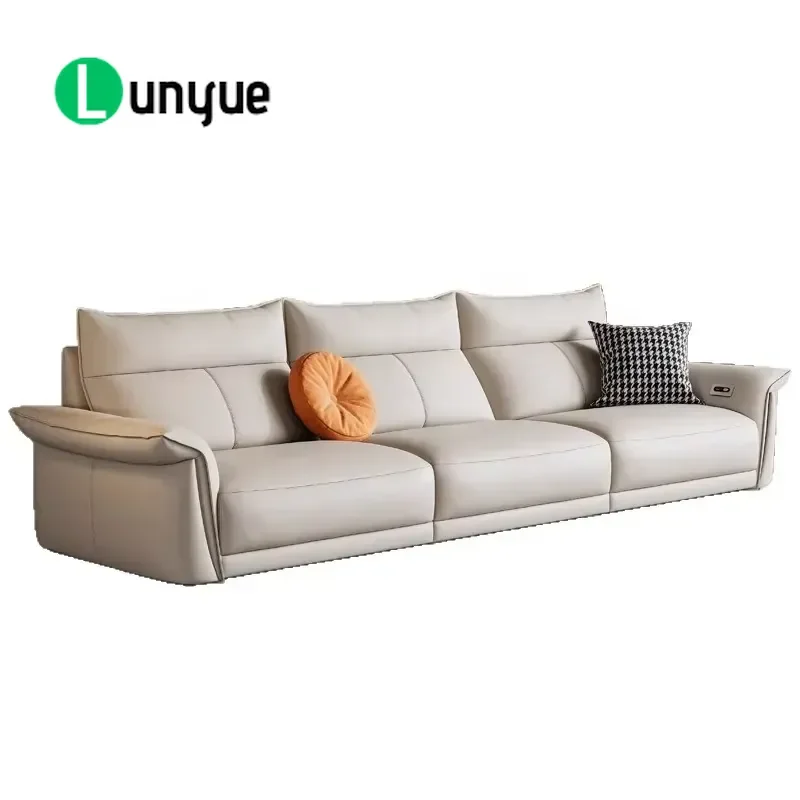 Multi-functional Leather Sofa Electric Living Room Home Theater Sofa Modern Functional Leg Rest Adjustable Sofa