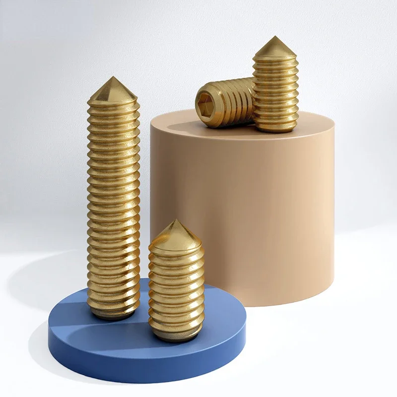 10/30/50/100Pcs M3-M6 Brass Cone Point Set Screws Bolt Copper Steel Allen Head Hex Hexagon Socket Grub Screw