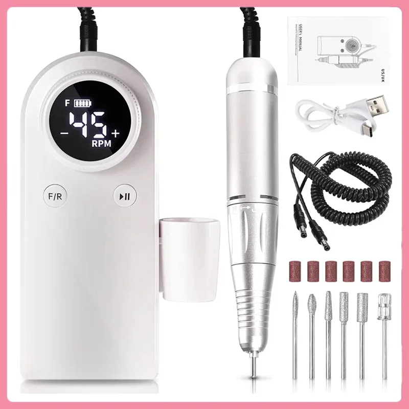 مثقاب أظافر 45000 دورة في الدقيقة، مبرد أظافر كهربائي احترافي قابل لإعادة الشحن، مبرد أظافر لاسلكي لإزالة تلميع جل الأظافر الأكريليك #1