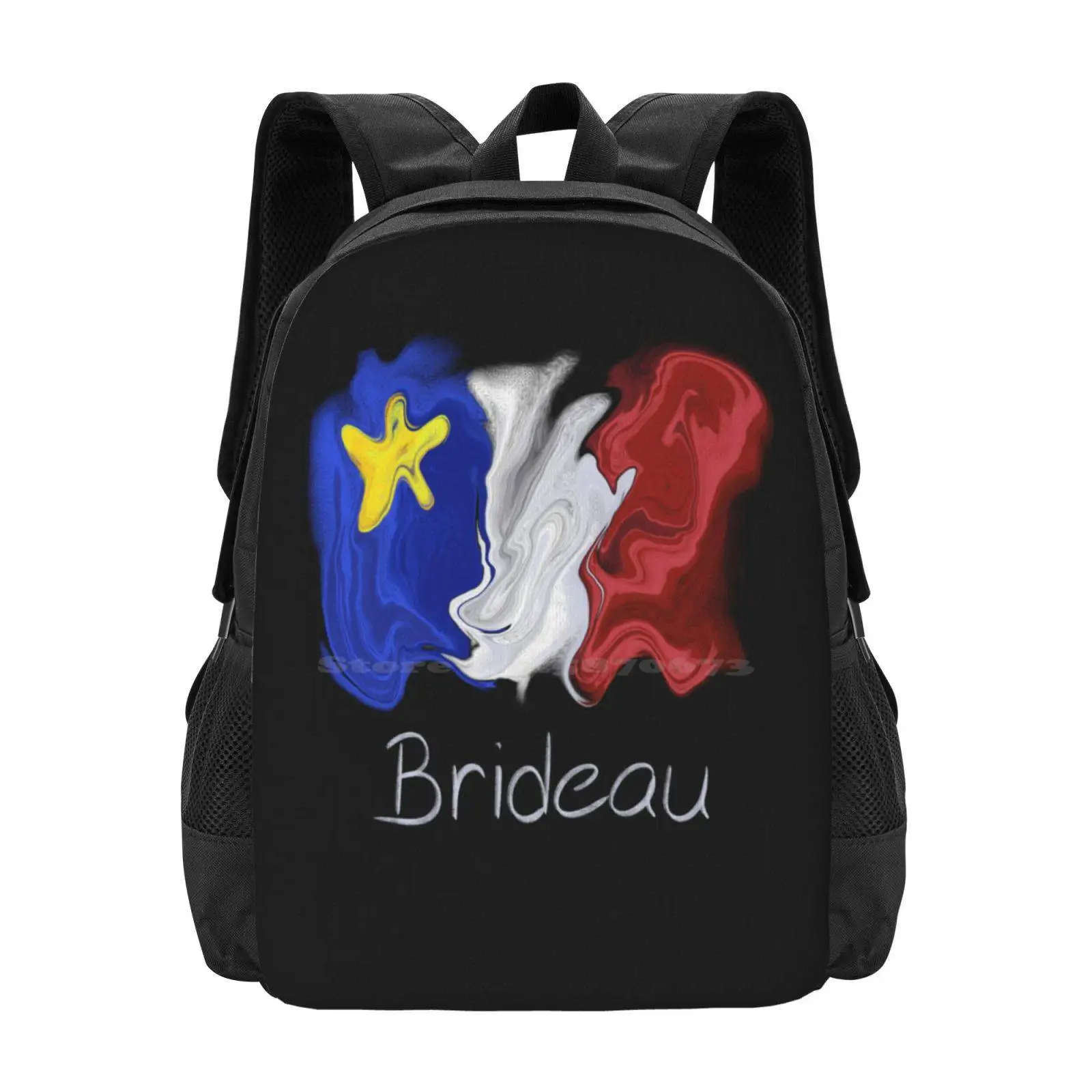 Acadian Flag Pastel Liquid Brideau - Drapeau Acadien Liquide Pastel Brideau Large Capacity School Backpack Laptop Bags Acadie