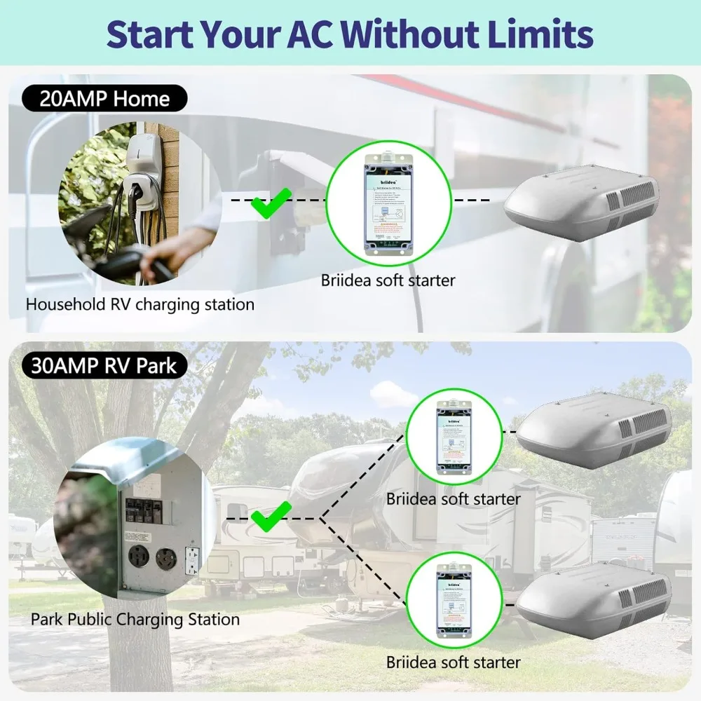 Soft Start for RV Air Conditioner, Soft Starter for RV Enables Easy Start an A/C & Appliances on RV Power with a Small Generator