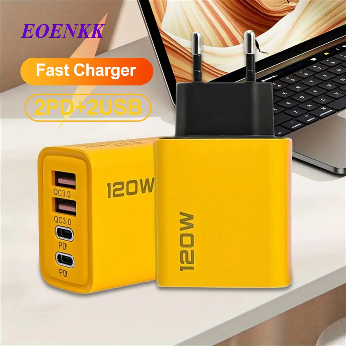 120W 2 USB 2 Type Multi Port Wall Charger USB PD Adapter For Xiaomi iPhone15 12 for Samsung Xiaomi Oneplus Iphone phone charger