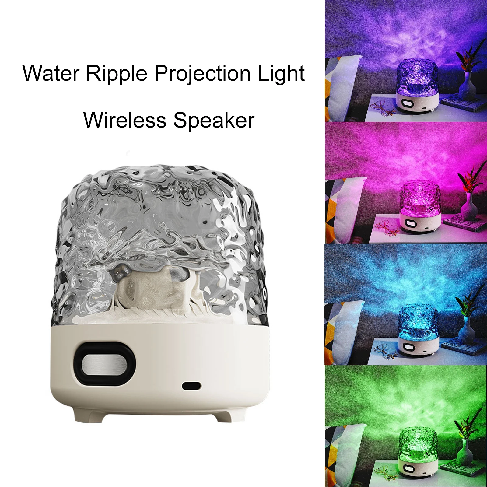 Wireless Speaker Ocean Wave Crystal Table Lamp Remote Control to adjust light mode adjustable volume,bar atmosphere light 