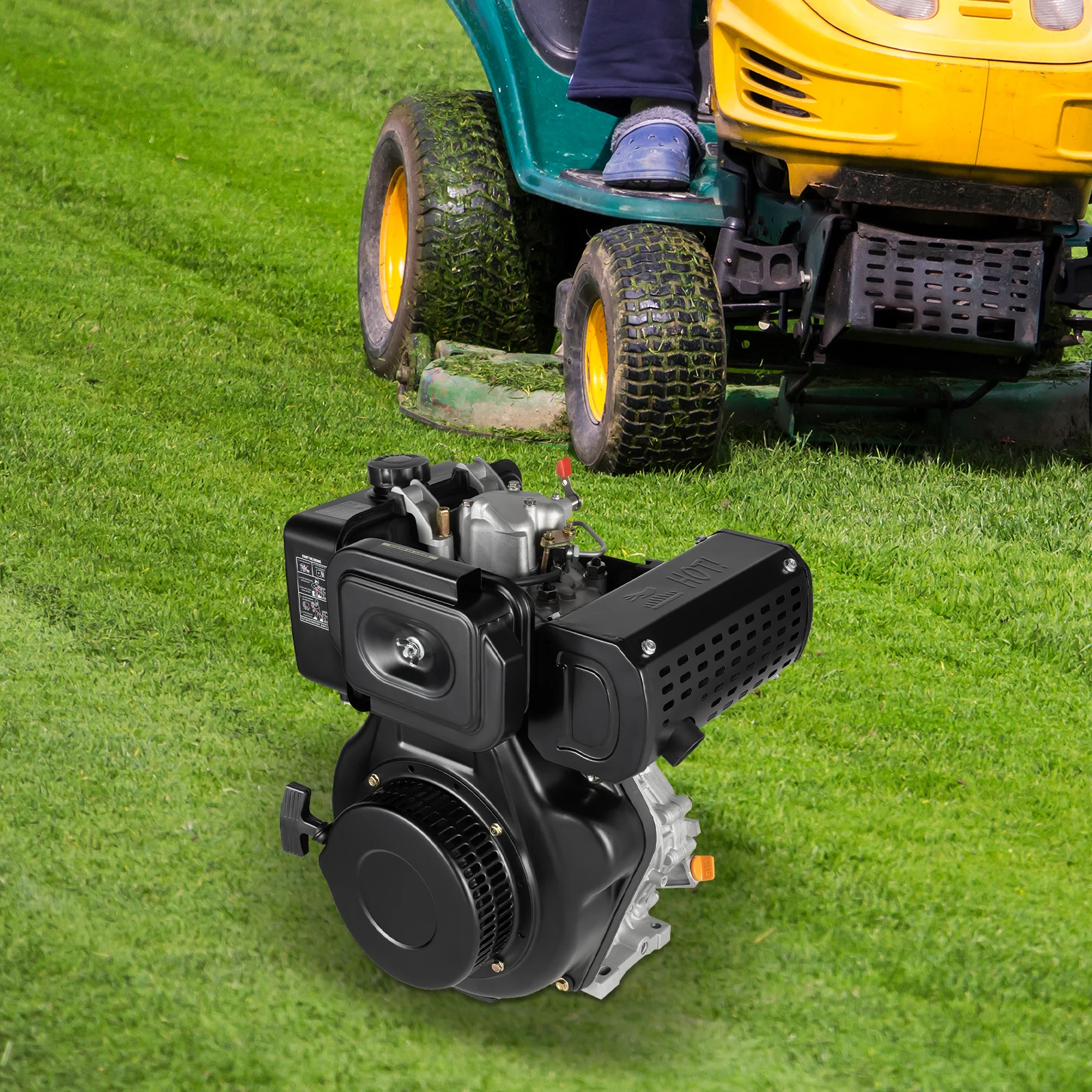 6.3kW 418cc 10HP Diesel Engine, Single Cylinder Air Cooled Motor 3600RPM, Compact Diesel Power Unit for Generator Water Pump Farm Machinery Tiller Tractor, 1-Year Warranty (Electric Start)