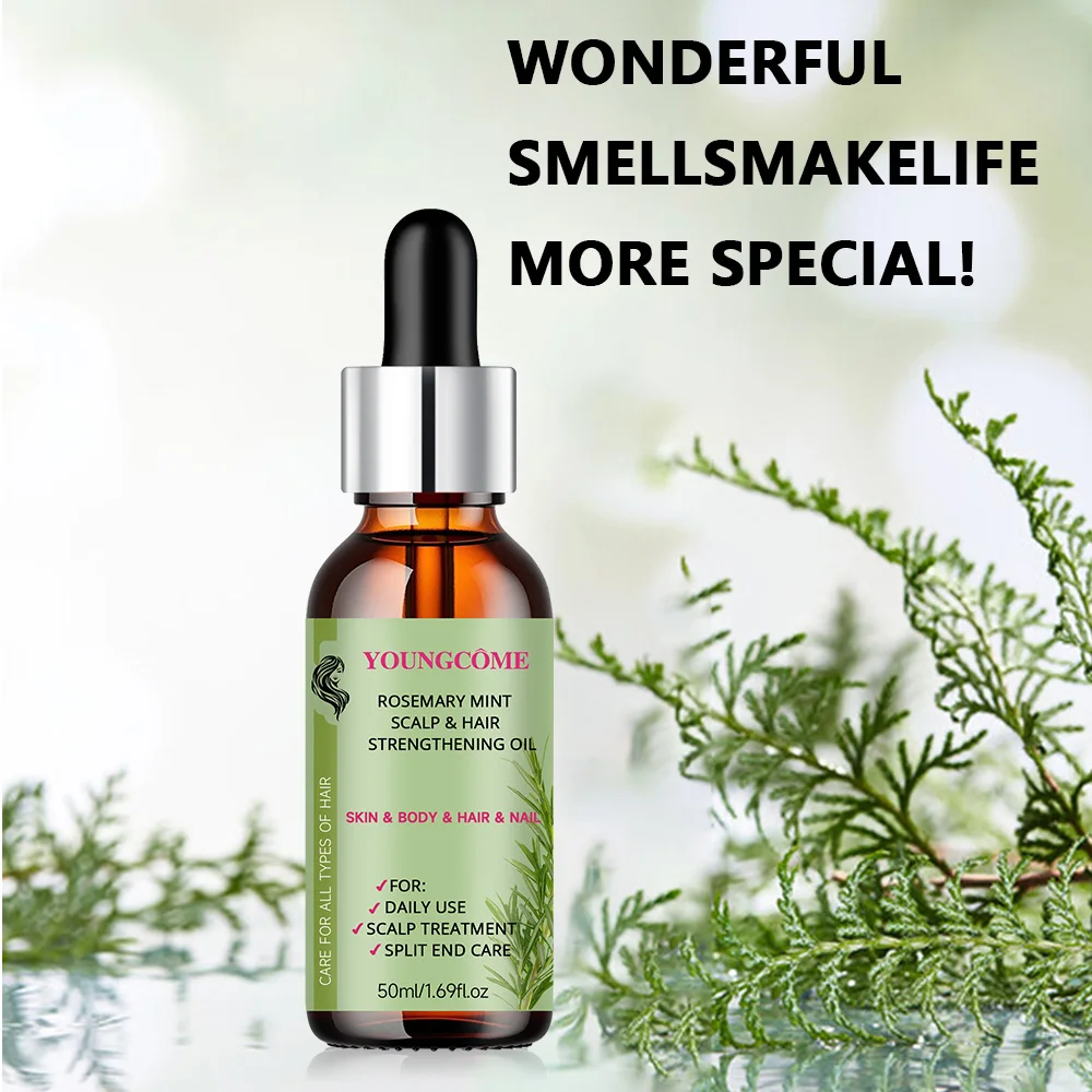 YOUNGCOME Rosemary Mint Scalp Hair Strengthening Oil,Deep Hydration Repairs Damage Enhances Shine Promotes Growth Detangles