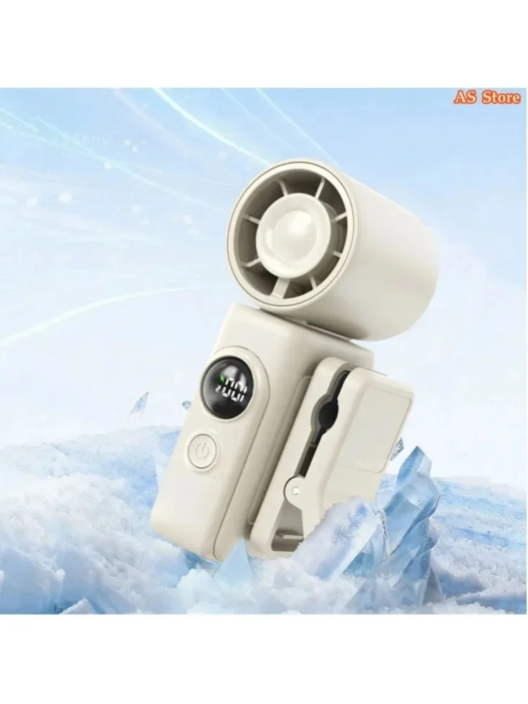 Tragbarer Clip-Ventilator mit LED-Anzeige, wiederaufladbarer Mini-Tischventilator mit Typ-C-Anschluss, 2400mAh Akku-Handventilator mit verstellbarer Klemme für Büro, Reisen und den Einsatz im Freien