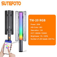 Sutefoto TW-20 RGB LED Handheld Light Wand Adjustable CCT  2800K-10000K  Full RGB Spectrum Tube Photography Lighting Stick