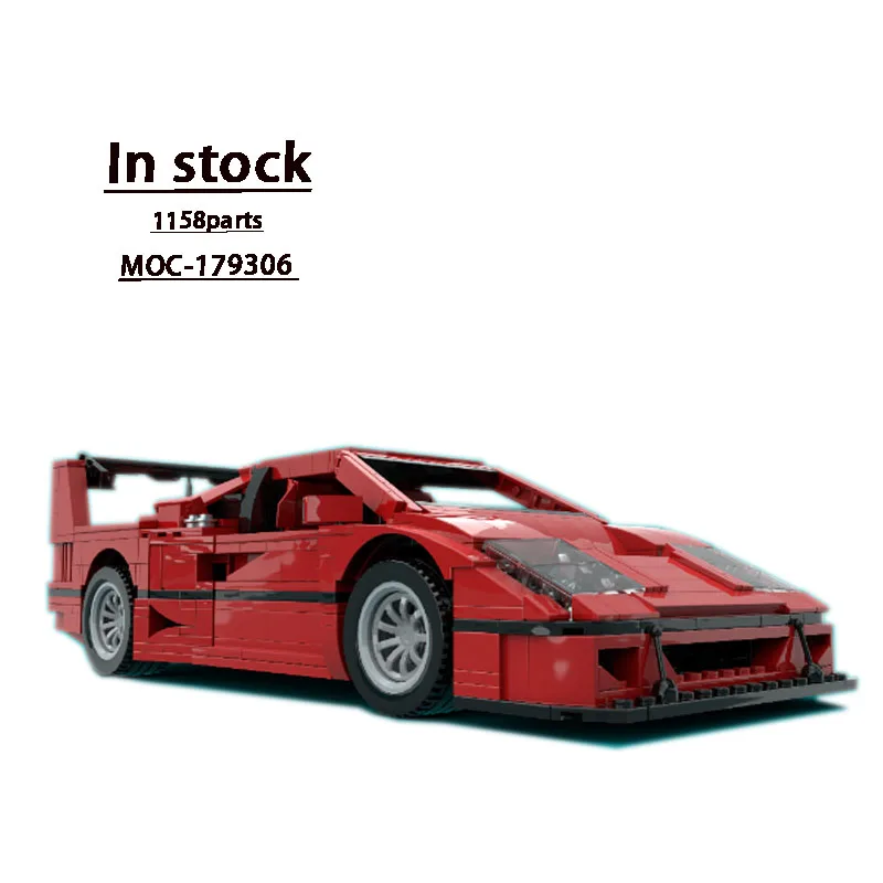 

MOC- 179306 Красный новый суперкар F40, гоночный строительный блок, модель 1158, детали MOC, креативные строительные блоки для мальчиков и детей на день рождения, игрушка в подарок