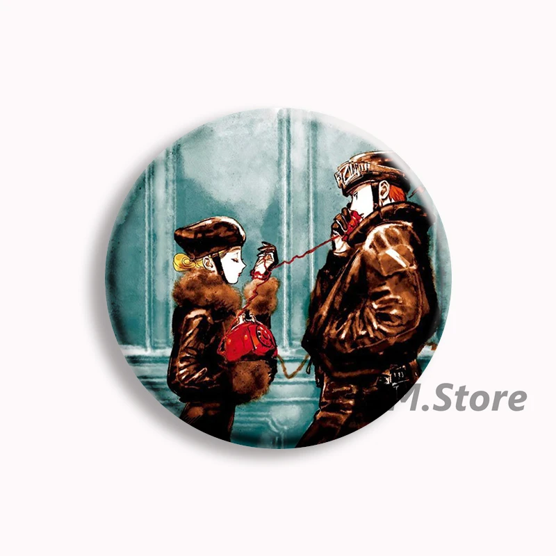 إيما x ألكساندر الحجاب مانغا لينة زر دبوس أنيمي شخصية بروش شارة حقيبة ديكور المشجعين المجوهرات جمع الهدايا