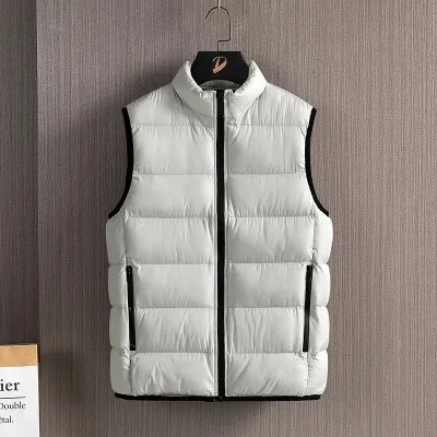 

American Male Simple Basic Coats Tops New Fashion Winter Men's Thicken Casual Trendy Loose Stand Collar Zipper Sleeveless Vests