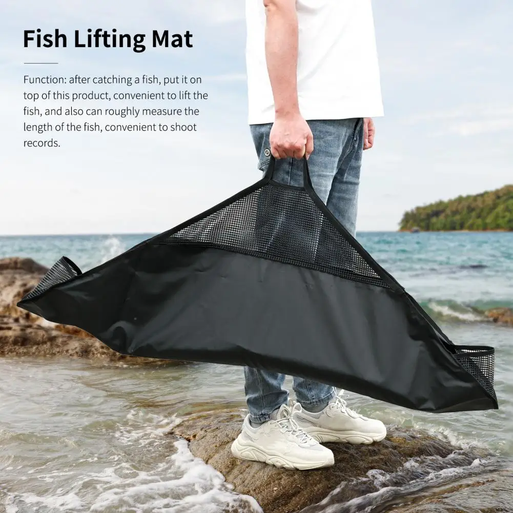 

Transporting Catch Bag Fish Lifting Pad Leakproof Fish Bag with Handles Ruler for Trout Lightweight Fishing Gear Mat