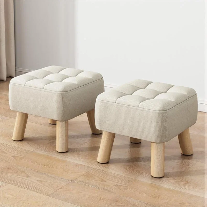 Living Room Portable Chairs Non-Skid Wooden Legs Home Decor Round Furniture Rest Stool