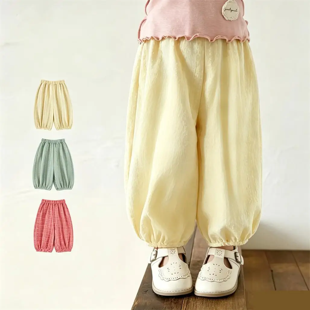 Girls Pants Outer Wear Thin Loose Casual Trousers 80-120CM Simple Versatile Pants Infant Spring Summer Home Pants Mosquito Pants