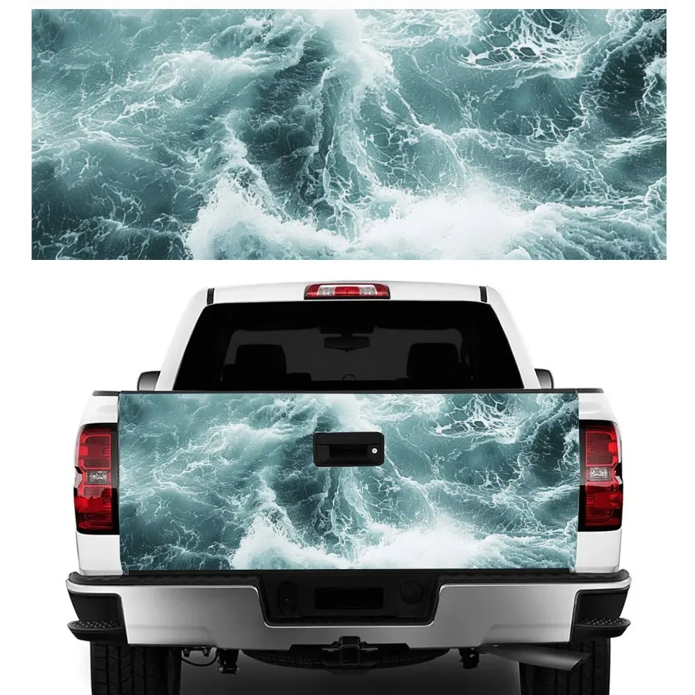 

Rough Ocean Waves Spray Print Car Tail Trunk Protect Vinly Decal Auto Accessories Hood Decoration Sticker for Off-road Pickup
