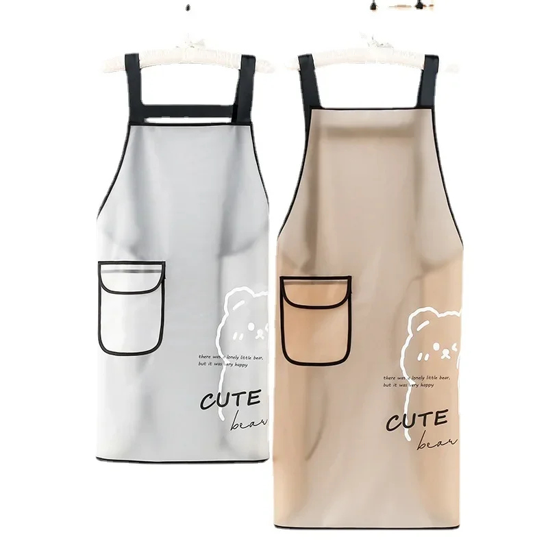 New Translucent Kitchen Fashion Apron Waterproof Men\'s And Women\'s Kitchen Aprons Home Chef Baking Clothes With Pockets