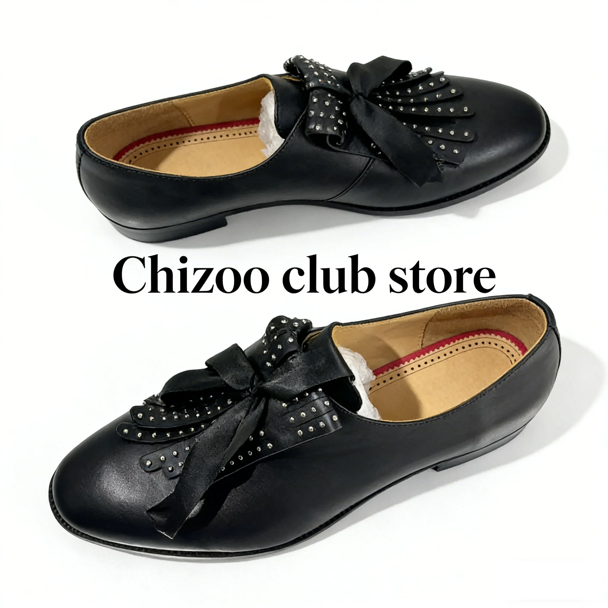 

Black Bowknot Tassels Cow Leather Shoes Men Loafers Formal Flat Small Square Toe Summer Wedding Business Office Commuter Shoes