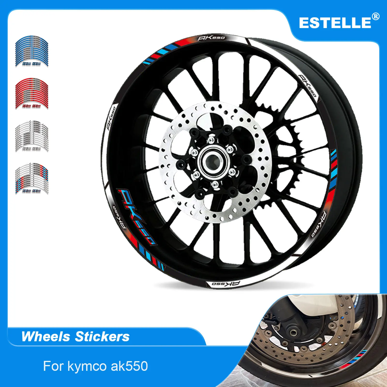 

For KYMCO AK550 All Years Hot Motorcycle decal Outer Wheel Rim Stickers Tire Film Border Reflective Decals Tire Decoration