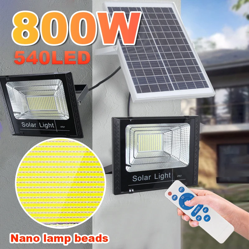 800W Solar Light Two In One Projection Light Outdoor New Courtyard Light LED Super Bright Waterproof Spotlight Outdoor Lighting