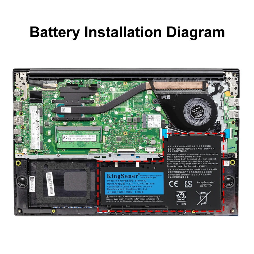 KingSener B31N1842 Bateria do laptopa ASUS VivoBook 15 F513EA K513E KM513UA M513IA S513EA S531F S533UA X513EA X531FA X531FL 42WH — zdjęcie produktu 5