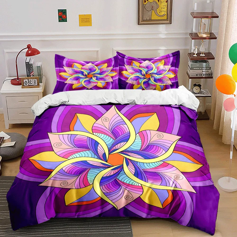 Colorful Mandala Set for Relaxation Exquisite three-piece bedding set gift for kids and adults