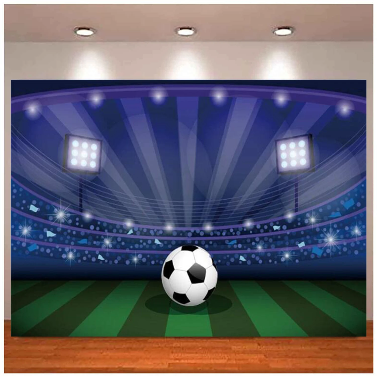 

Football Field Photography Backdrop Props Soccer Stadium Lawn Grassland Sports Kickoff Background Boys Kids Birthday Party Decor