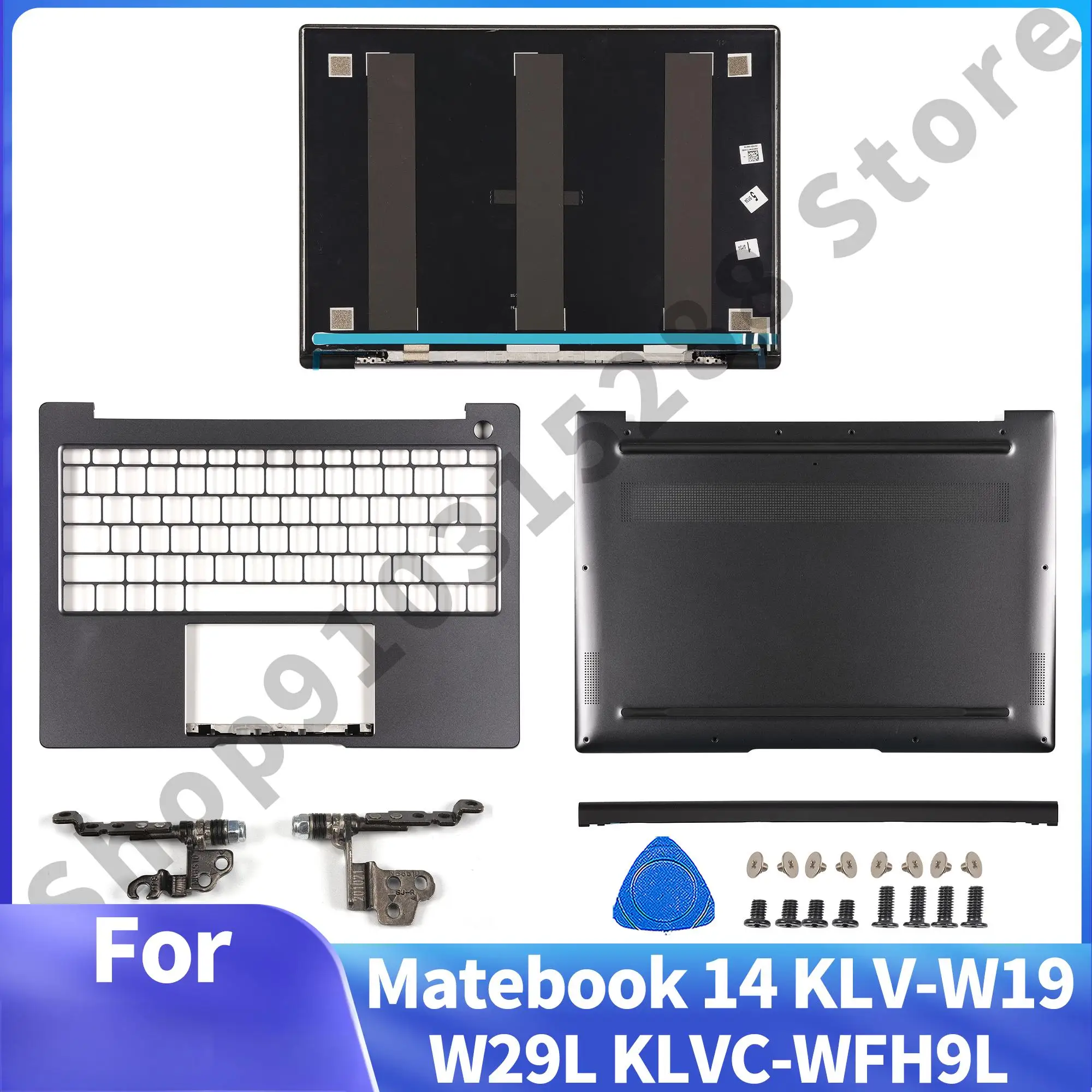 New For Matebook 14 KLV-W19 W29L KLVC-WFH9L LCD Back Cover/Palmrest Cover/Bottom Case/Hinges/Hinge Trim Cover