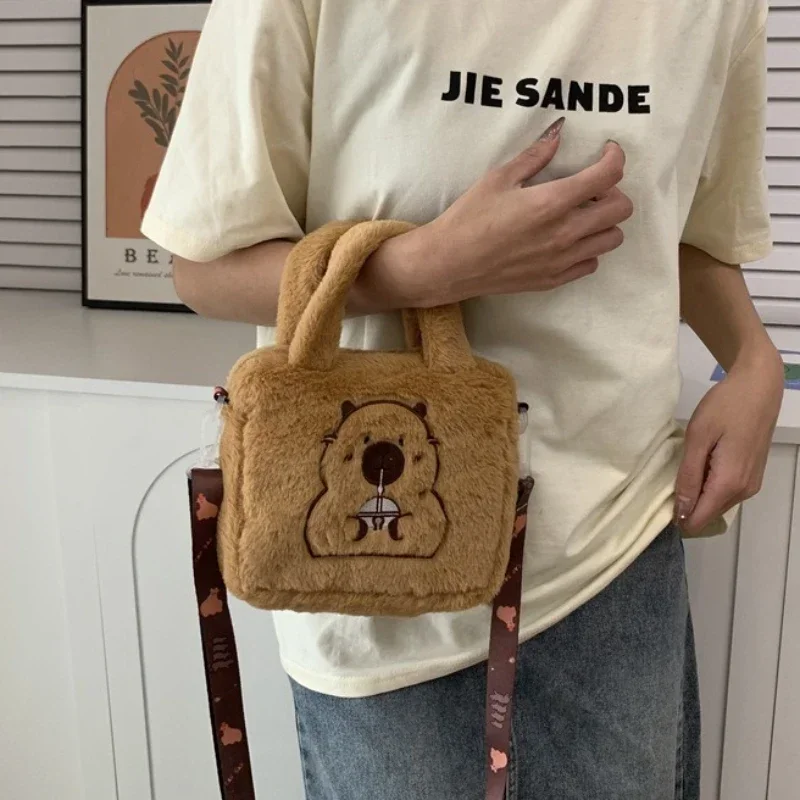 Cartoon Pluche Tas Handtas Crossbody Anime Randapparatuur Schattige Kapybara Pluche Pop Tas Crossbody Munttas voor kinderen