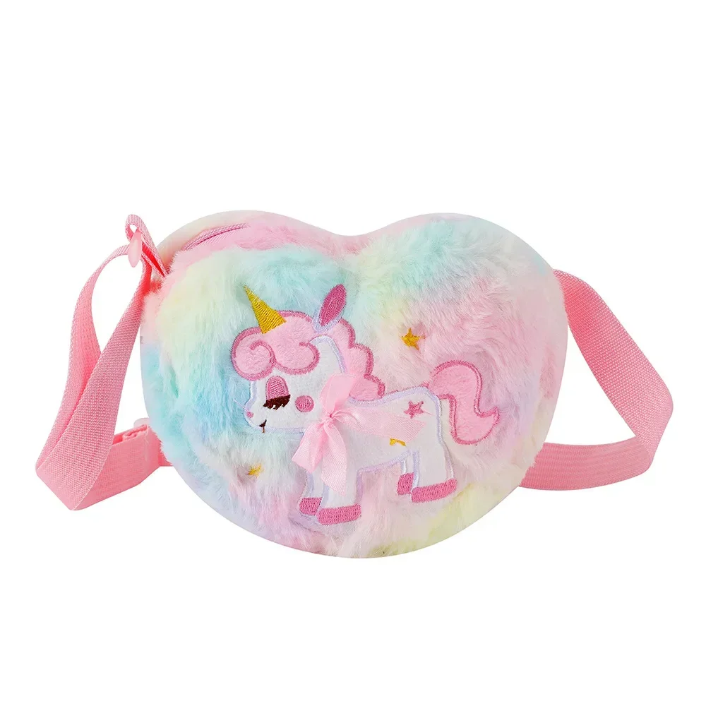 Liefde Eenhoorn Crossbody Tas Voor Meisjes Kinderen Schattige Pluche Schoudertas Kinderen Cartoon Crossbody Tassen Kawaii Munt Portemonnee