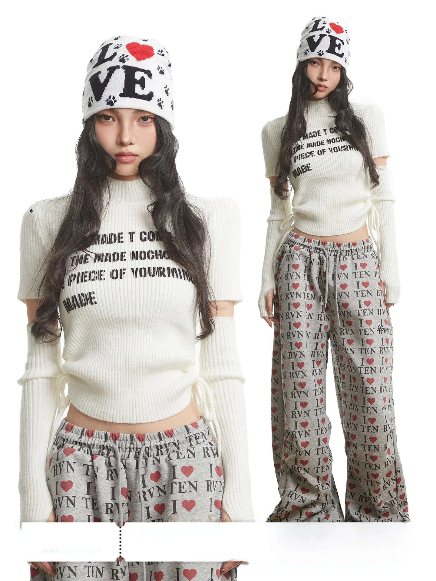 

UNCMHISEX Spicy Girl f Свитер с высоким воротником и буквенным принтом, вязаный женский осенний топ с завязками на талии, удобный свободный крой