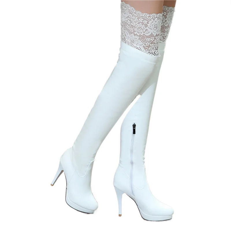 BLXQPYT Botas Mujer Thigh High Boots Women New Sexy Designer Round Toe Womens Platform Heels Leather Over The Knee Boots 703-5