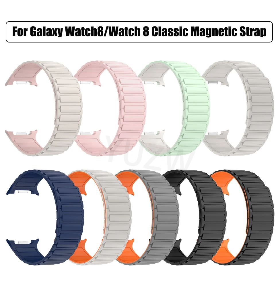 Sport Silicone Strap For Samsung Galaxy Watch 8/8 Classic 40mm 44mm 46mm Magnetic Replacement Band For Galaxy Watch 8 Bracelet