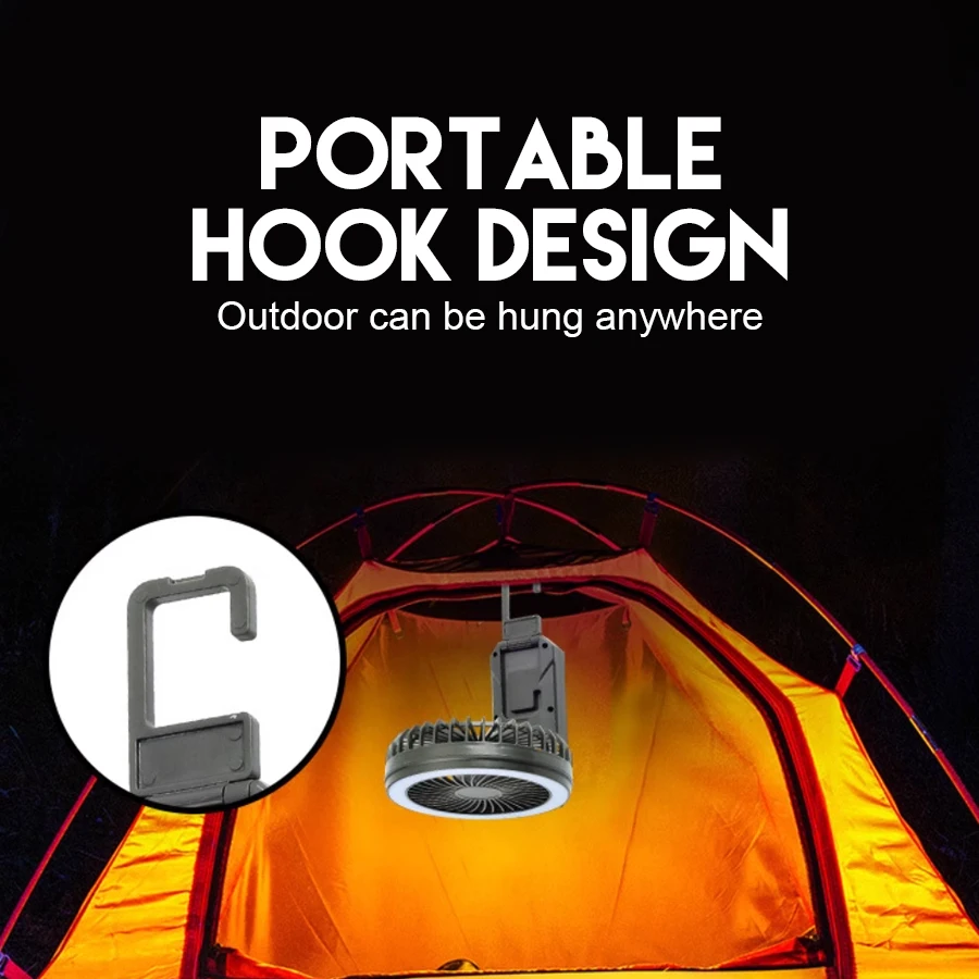 التخييم يده معلقة مروحة ضوء المحمولة مراوح التبريد مصباح قابلة للشحن 4 سرعات مروحة رياضية في الهواء الطلق الصيد لوازم التخييم #3