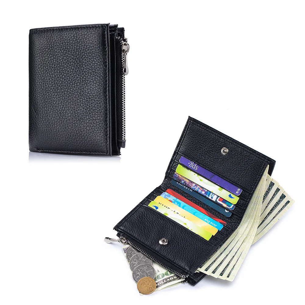 new-lady-short-wallet-genuine-leather-women's-small-wallet-japanese-style-high-end-wallet-top-layer-cowhide-card-holder