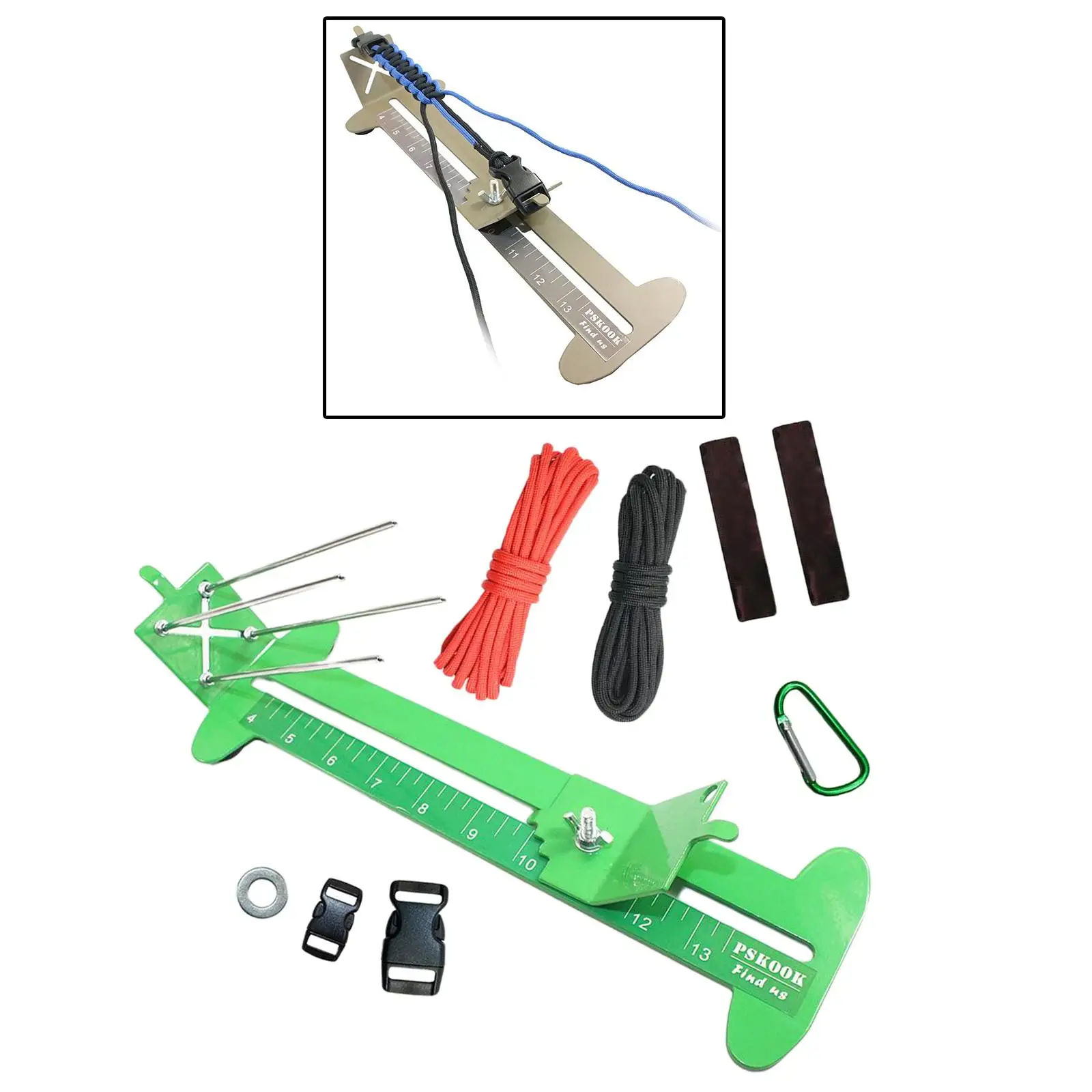 Jig Kit, Stainless Steel Bracelet Jig DIY Tool with Braided Rope, Fastening Buckle, Carabiner