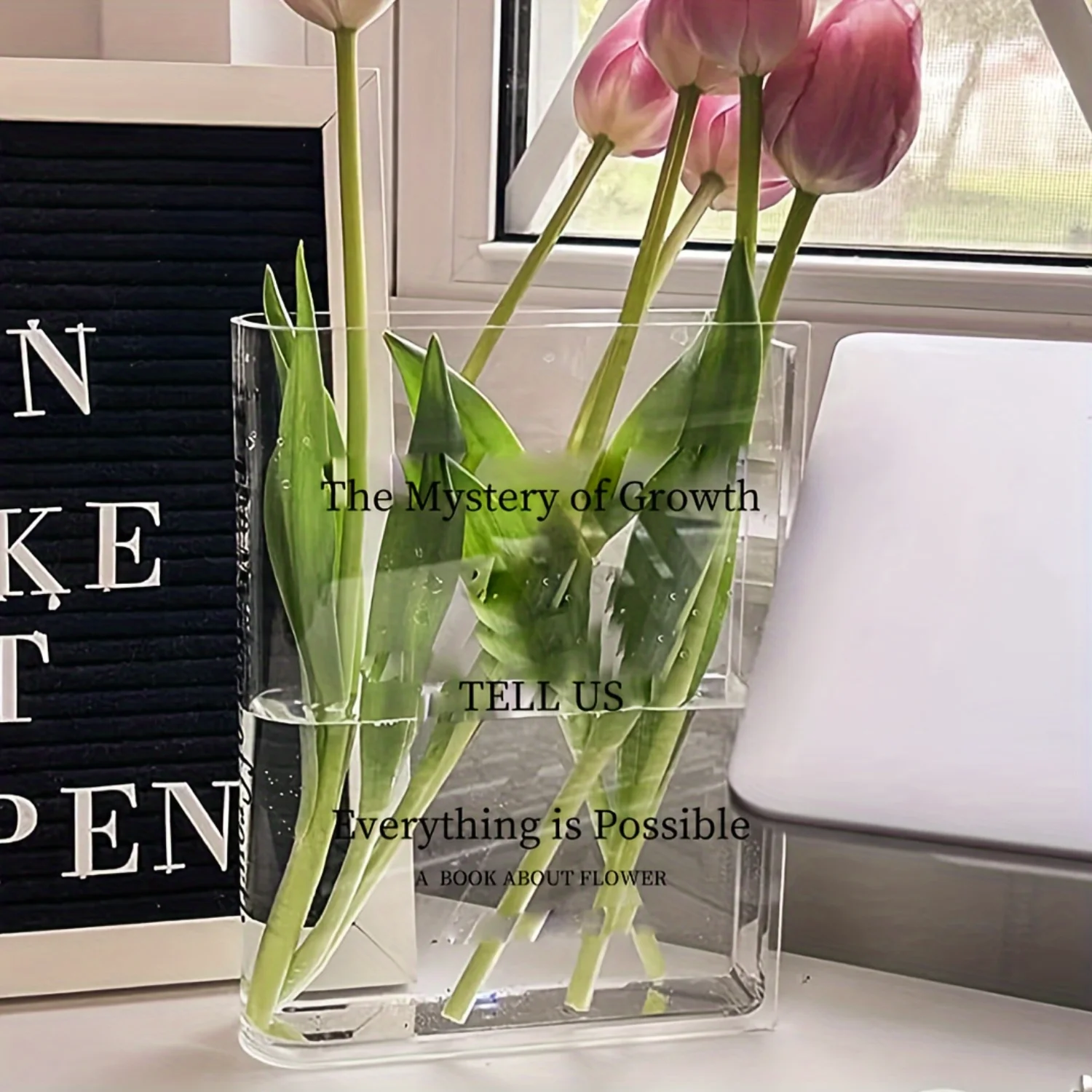 

Nordic Style Transparent Book Vase - Elegant Flower Holder for Home Decor, Wedding, Valentine's Day