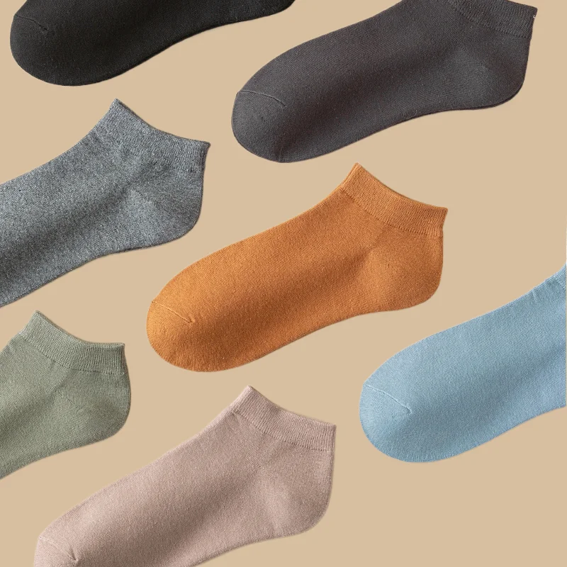 5/10 Pairs Breathable Thin Anti Slip Short Socks Pure Cotton Odor Resistant Sweat Absorbing High Quality Socks Men's Boat Socks