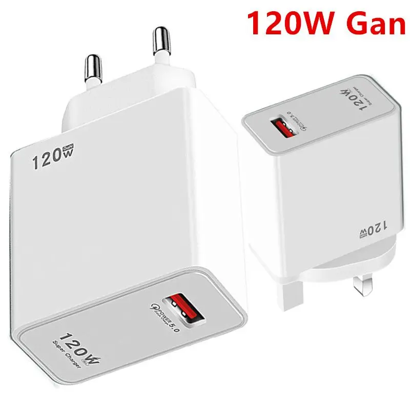 120W GaN Quick Charge Plug For iPhone 15 13 13 Samsung S23 S22 Xiaomi 14 13 12 OPPO Oneplus Fast Charging Phone Plug USB Charger