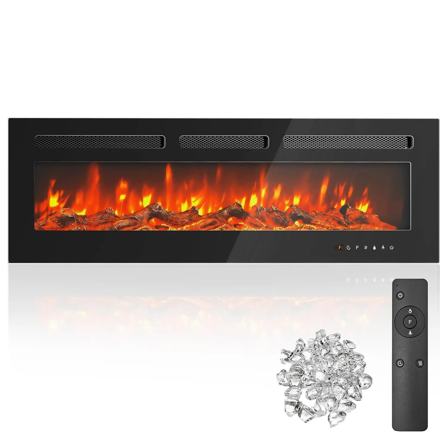 50 Inch Recessed & Wall Mounted Linear Electric Fireplace Insert, Customized