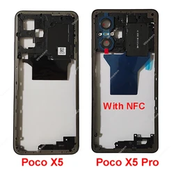 Middle Frame For Xiaomi Poco X5 Poco X5 Pro With NFC Back Cover Housing Front Frame Chassis with Volume Buttons Repair Parts