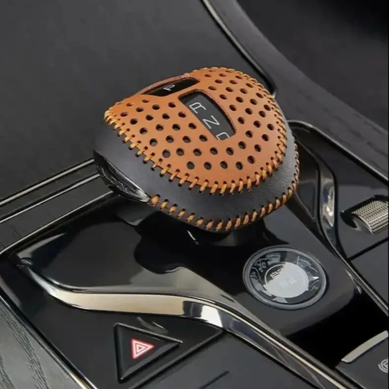 

Leather Overlay Car Gear Shift Knob Trim Cover for BYD Han, Qin Plus, SONG Plus, Song Pro, Tang Gears Shell Case Accessories