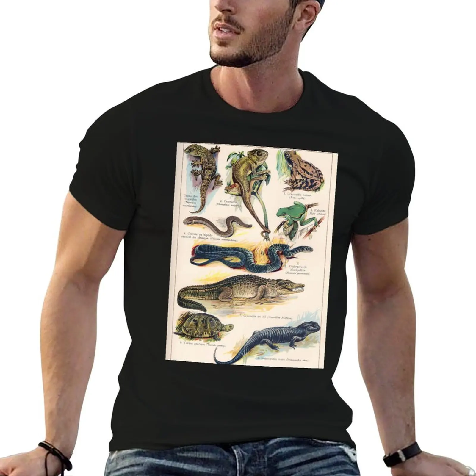 

Vintage french biology illustration - Quillet - Reptiles T-Shirt summer tops anime mens t shirts top quality